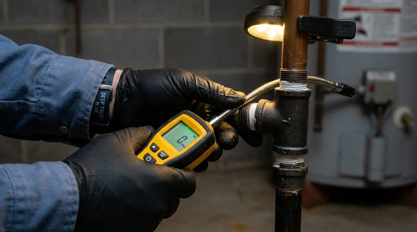Gas leak detection with electronic sniffer by Johns Plumbing LLC in Cidra